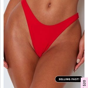 white fox red bathing suit bottoms